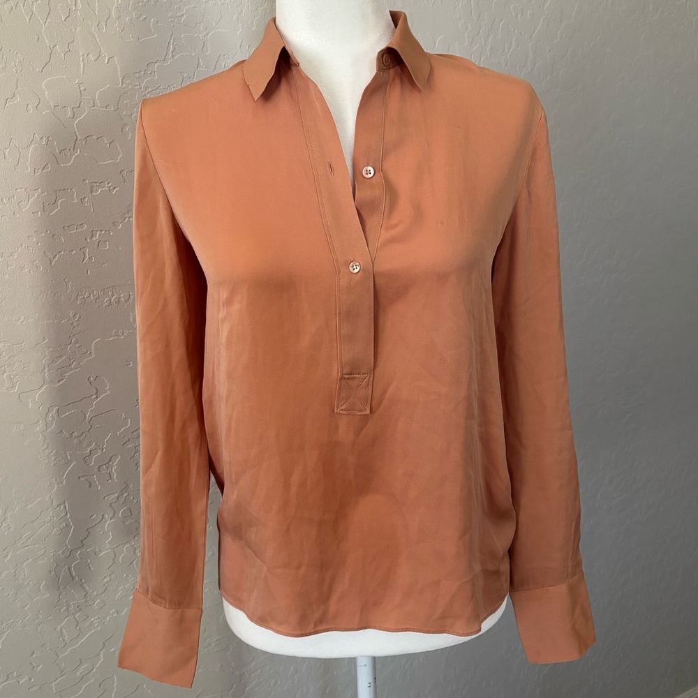 Vince Peach Silk Blouse Sz 4